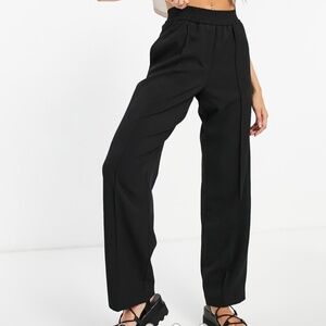 Topshop twill tailored pants in black